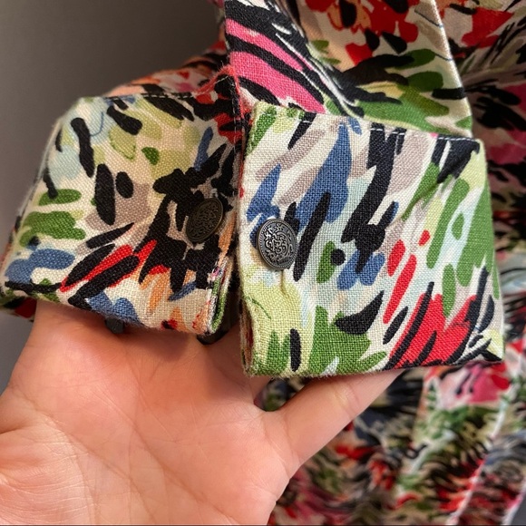 JG HOOK Linen Midi Colorful Floral Boho Dress Size 12 - Picture 5 of 12